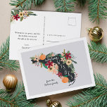 Cartão Postal De Festividades Queijos Quentes Da Flórida<br><div class="desc">Enviem saudações do estado do sol com estes cartazes encantadores com um mapa da silhueta do estado da Flórida enfeitiçado com laranjas, verde-luxuoso e flores tropicais em um fundo de cinza pastel com uma fronteira branca. "Desejos Quentes" aparece em dentro de tipografia branco, escrita à mão, na forma do estado,...</div>