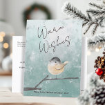 Cartão Postal De Festividades Queijos Quentes De Aquecimento De Pássaros De Inve<br><div class="desc">Aprecie seus entes queridos com este cartão postal personalizado e adorável! Apresentando uma ilustração original de uma ave minúscula, redonda, empoleirada num galho do inverno, esta design captura o encanto arecidamente da estação. O texto "Warm Wish" acrescenta um toque sincero, e você pode personalizar facilmente o texto frontal e traseiro...</div>