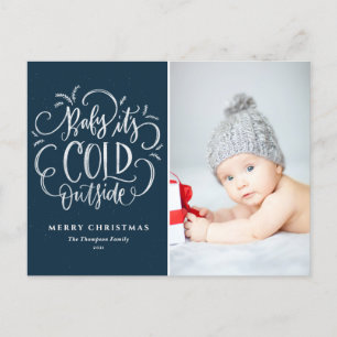 Cartão Postal De Festividades Querida, é fria fora do azul. Foto de Natal feliz