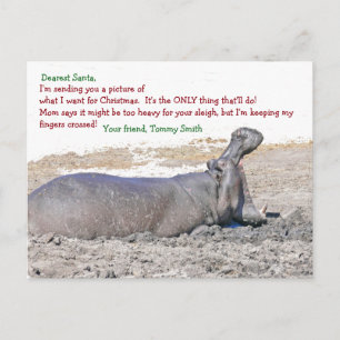 CARTÃO POSTAL DE FESTIVIDADES QUERIDA PAPAI NOEL/O QUE EU QUERO PARA NATAL/HIPPO