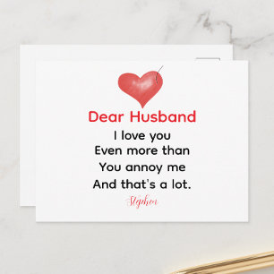 Cartão Postal De Festividades Querido marido mensagem de amor personalizada dia 