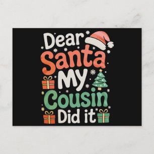Cartão Postal De Festividades Querido Papai Noel Meu Primo Fez Isso Natal Famíli
