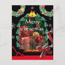Cartão Postal De Festividades Quiristmas de natal clássico com fotografia a pret