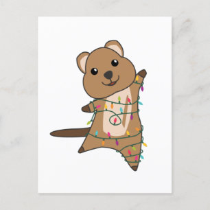 Cartão Postal De Festividades Quokka Natal Neve Animais de Inverno Quokkas