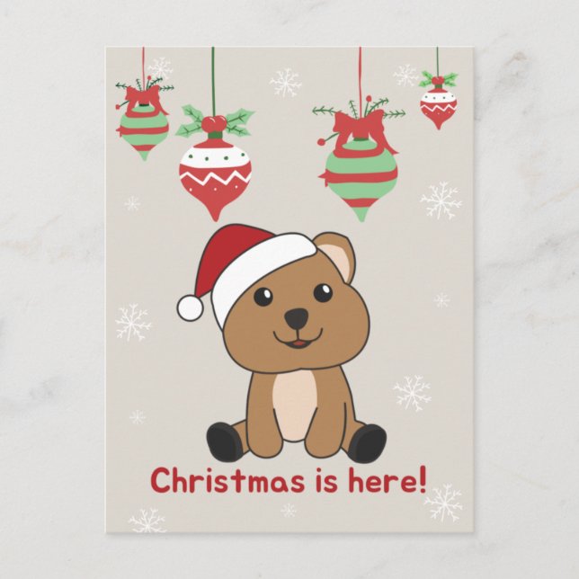 Cartão Postal De Festividades Quokka Natal Snow Animais de inverno Quokkas Holid (Frente)