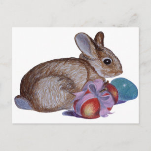 Cartão Postal De Festividades Rabbit And Easter Eggs Painting