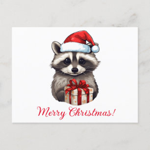 Cartão Postal De Festividades Raccoon Feliz Natal!