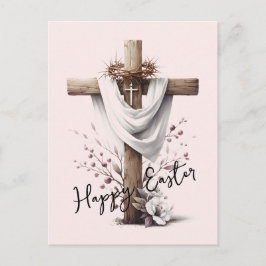 Cartão Postal De Festividades Radiant Easter Cross with Floral Accents