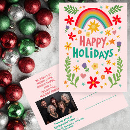 Cartão Postal De Festividades Rainbow Cute Floral CUSTOM Photo Business Customer