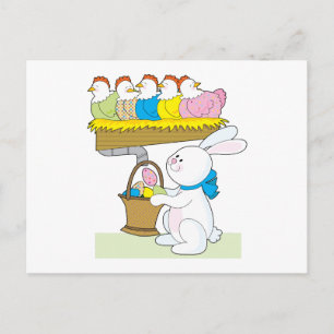 Cartão Postal De Festividades Rainbow Easter Chickens