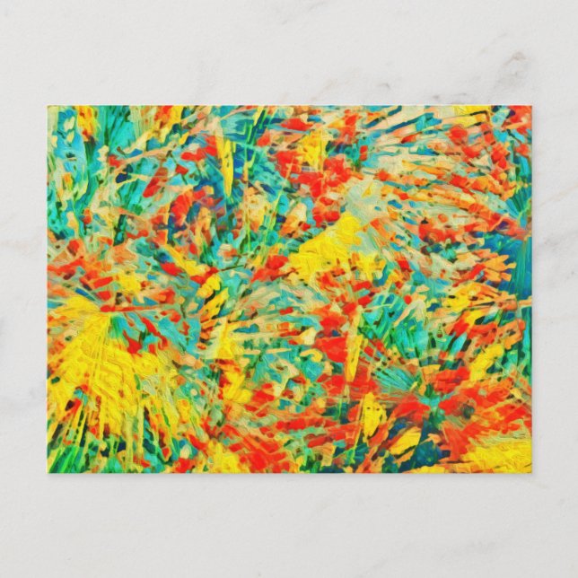 Cartão Postal De Festividades Rainbow Fireworks Celebration Art Abstrato (Frente)