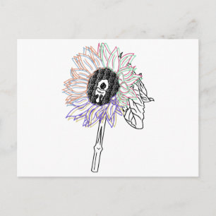 Cartão Postal De Festividades Rainbow Flower Funky Art