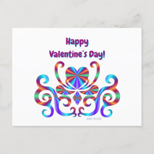 Cartão Postal De Festividades Rainbow Heart e Lily