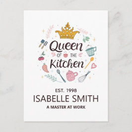 Cartão Postal De Festividades Rainha da Cozinha Design de Nome Personalizado
