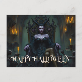 Cartão Postal De Festividades Rainha Demônio Trono à Luz de Velas
