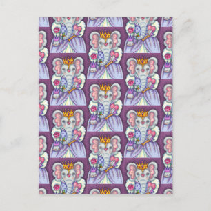 CARTÃO POSTAL DE FESTIVIDADES RAINHA ELEFANTE DE CORAÇÕES E NAMORADOS ROYAIS R