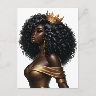 Cartão Postal De Festividades Rainha Negra melanina Bela Americana Sista