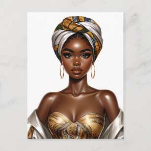 Cartão Postal De Festividades Rainha Negra melanina Bela Americana Sista