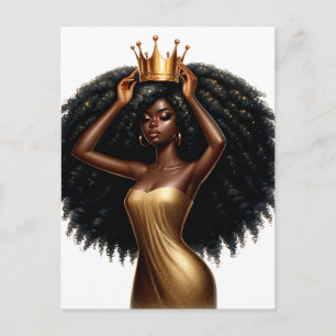 Cartão Postal De Festividades Rainha Negra melanina Bela Americana Sista