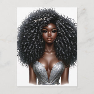Cartão Postal De Festividades Rainha Negra melanina Bela Americana Sista