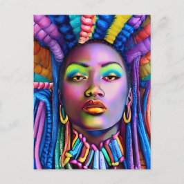 Cartão Postal De Festividades Rainha negra melanina Mulher americana