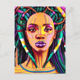 Cartão Postal De Festividades Rainha negra melanina Mulher americana