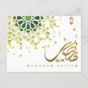 Cartão Postal De Festividades Ramadan Mubarak Padrão Árabe Caligrafia Verde