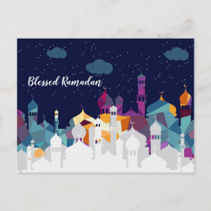 Cartão Postal De Festividades Ramadão Kareem Tipografia Texto Crescente Islâmico