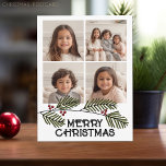 Cartão Postal De Festividades Ramificações de Natal Feliz - 4 Foto Moderna Scrip<br><div class="desc">Adicione 4 fotos quadradas a este design moderno rústico. Este cartão de Natal inclui galhos brancos com uma saudação Feliz de Natal. Dica da FOTO: Se você carregar suas fotos e elas não forem ajustados, clique no botão PERSONALIZAR ESTA. Pode levar um pouco de paciência, mas você pode mover e...</div>