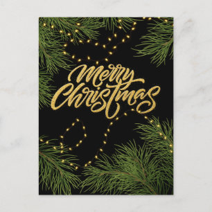 Cartão Postal De Festividades Ramos e Luzes Feliz Natal 