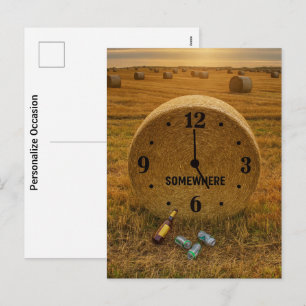 Cartão Postal De Festividades Ranchers Engraçados Fardos de Arte Cinco Horas Em