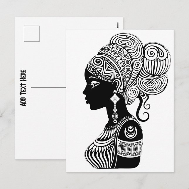 Cartão Postal De Festividades Rapariga africana Retrato Tribal Tatuagem (Frente/Verso)