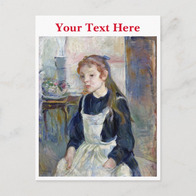 Cartão Postal De Festividades Rapariga jovem com um Apron por Berthe Morisot (Frente)