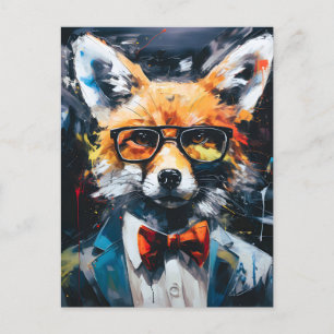 Cartão Postal De Festividades Raposa Mínima de Abstrato
