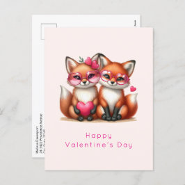 Cartão Postal De Festividades Raposas Laranja-Cachorosas no Dia de os namorados 