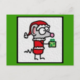 Cartão Postal De Festividades Rato de Natal