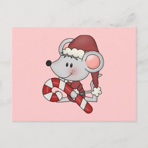 Cartão Postal De Festividades Rato De Natal Com Caneta De Doces