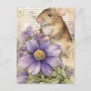 Cartão Postal De Festividades Rato de Primavera de Páscoa de Vintage com  de Aqu