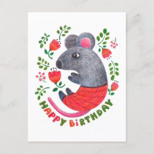 Cartão Postal De Festividades Rato desenhado pelo lápis