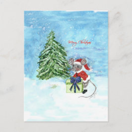 Cartão Postal De Festividades Rato do Natal