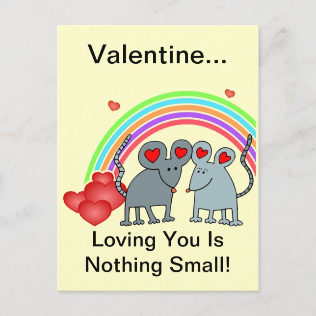 Cartão Postal De Festividades Ratos em Dias de os namorados de Amor (Frente)