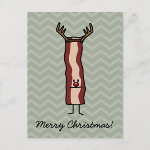 Cartão Postal De Festividades Ré de Natal Bacon tira nariz vermelho de férias