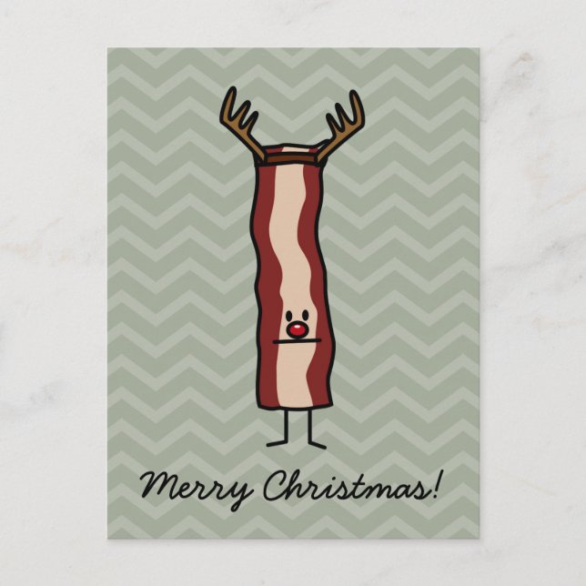 Cartão Postal De Festividades Ré de Natal Bacon tira nariz vermelho de férias (Frente)