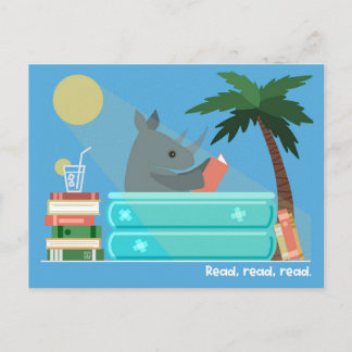Cartão Postal De Festividades Reading Rhino in the Pool Postcards