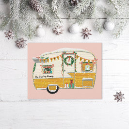 Cartão Postal De Festividades Reboque Vintage Amarelo Ilustrado