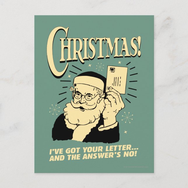 Cartão Postal De Festividades Recebi Sua Carta. A resposta é não (Frente)