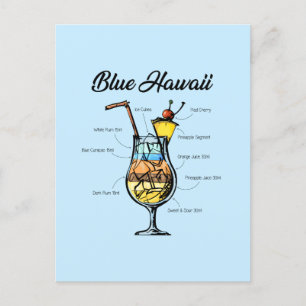 Cartão Postal De Festividades Receita de Cocktail Blue Hawaii