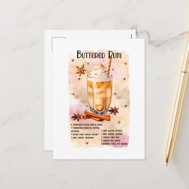 Cartão Postal De Festividades Receita de rum picado de Natal Festivo (Frente/Verso In Situ)