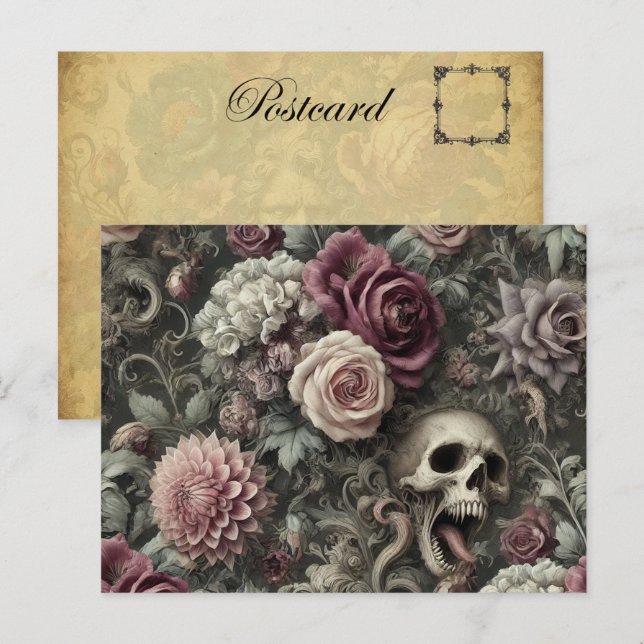 Cartão Postal De Festividades Recolher nas Rosas - Vitoriano Gótico (Frente/Verso)