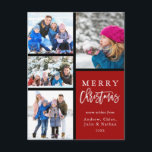 Cartão Postal De Festividades Red 4 Photo Collage Modern Felry Christmas<br><div class="desc">Natal moderno | Cartão-postal de férias inspirado na abstrato de "Piet Mondrian" "Composition",  com 4 fotos. Mande alegria de férias para sua família e amigos.</div>